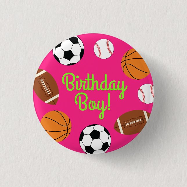 Pink Sports Birthday Party 3 Cm Round Badge (Front)