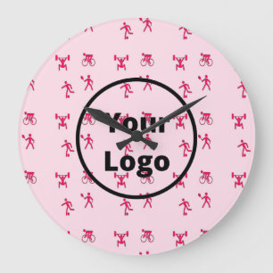 Pink sports business pattern large clock