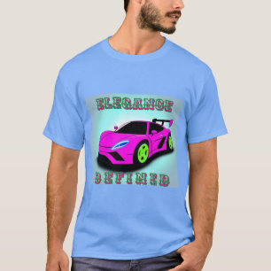 Pink Sports Car Illustration With Modern Design T-Shirt