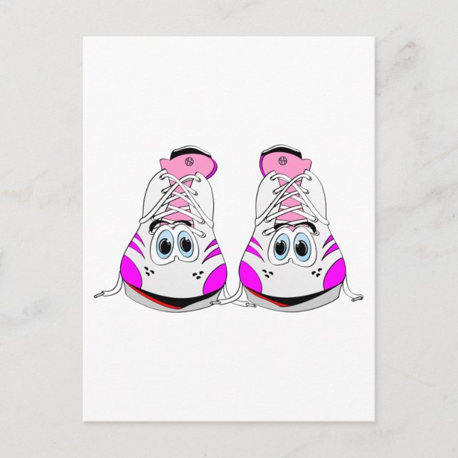 Pink Sports Shoes Cartoon Postcard (Front)
