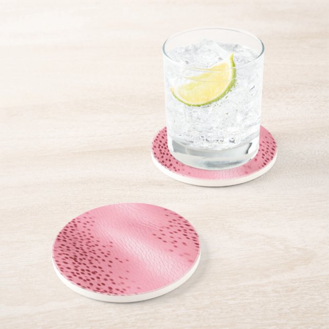 Pink Spotted Leopard Animal Print Coaster (Side)