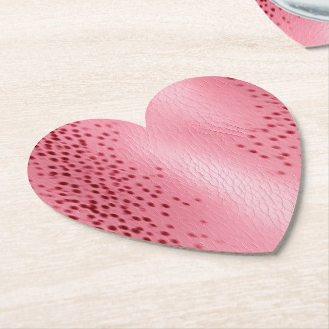 Pink Spotted Leopard Animal Print Paper Coaster (Angled)