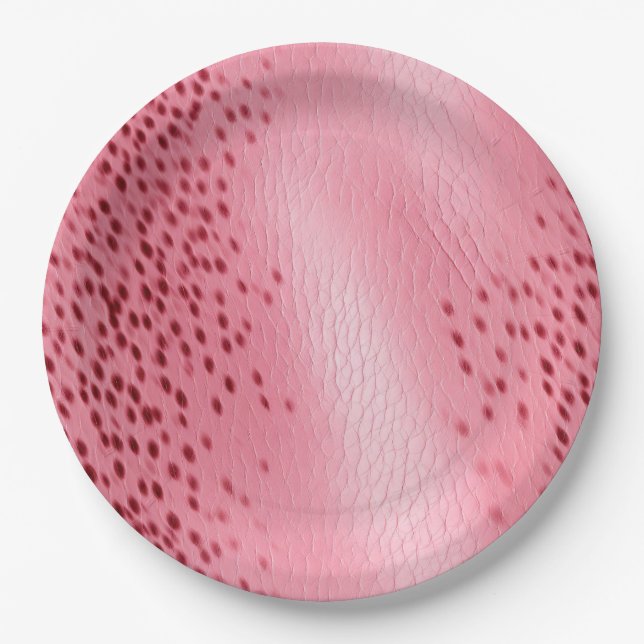 Pink Spotted Leopard Animal Print Paper Plate (Front)