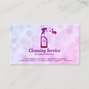 Pink Spray Bottle Bubbles Personalised Initials Business Card