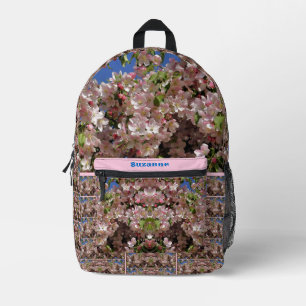 Pink Spring Apple Blossoms Personalised Printed Backpack