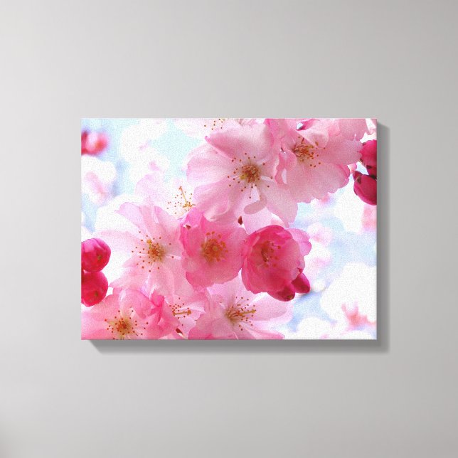 Pink spring blossom floral canvas print (Front)