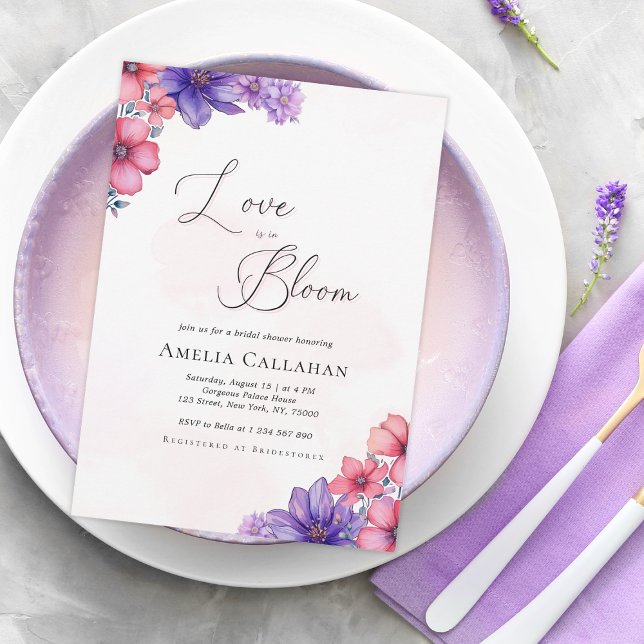 Pink Spring Blossom Love is in Bloom Bridal Shower Invitation (Creator Uploaded)