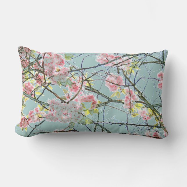 Pink Spring Blossom Lumbar Cushion (Front)