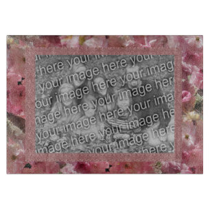 Pink Spring Blossoms Border Your Photo Cutting Board
