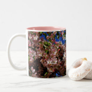 Pink Spring Blossoms Floral Personalised  Two-Tone Coffee Mug