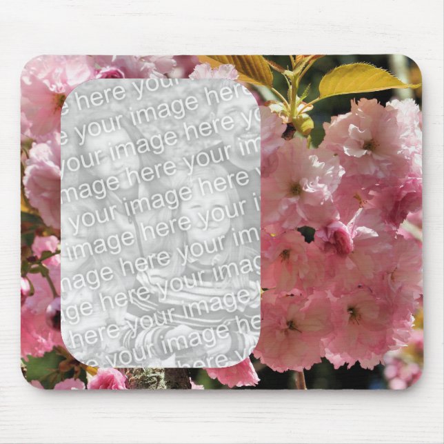 Pink Spring Blossoms Floral Photo Frame Mouse Mat (Front)