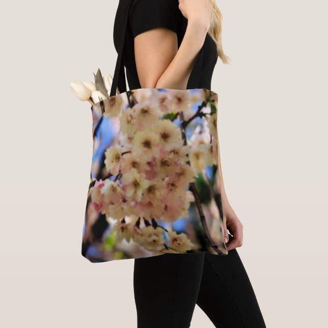 Pink Spring Blossoms Floral Tote Bag (Close Up)