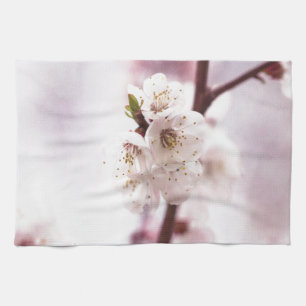 Pink spring blossoms tea towel