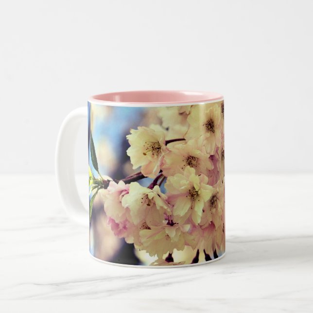 Pink Spring Blossoms  Two-Tone Coffee Mug (Front Left)