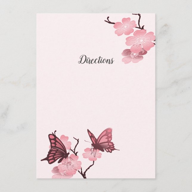Pink Spring Blossoms With Butterflies Enclosure Card (Front)