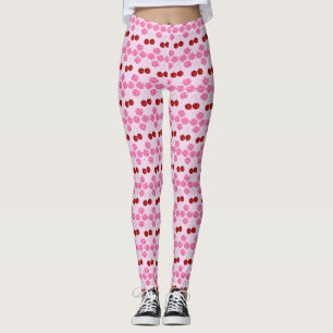 Pink Spring Cherry blossom and cherries Leggings