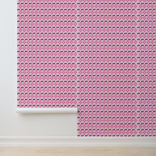 Pink Spring Cherry blossom and cherries Patterned Wallpaper