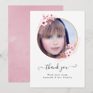 Pink Spring Cherry Blossom Photo Thank You Card