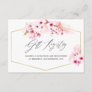 Pink Spring Cherry Blossom Wedding Gift Registry Enclosure Card