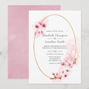 Pink Spring Cherry Blossom Wedding Invitation