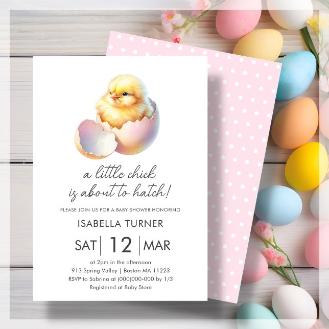 Pink Spring Chick Baby Shower Invitation (Creator Uploaded)