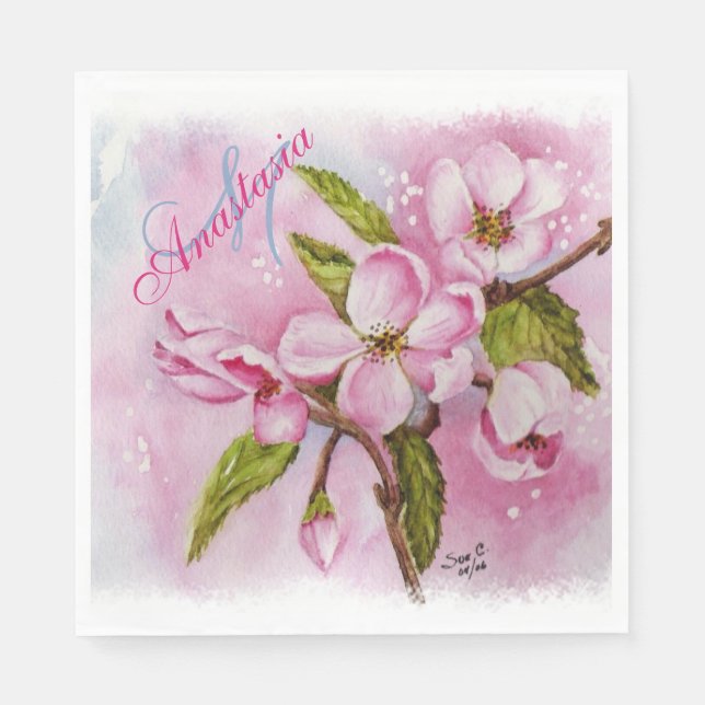 PINK SPRING FLING PARTY MONOGRAM NAPKIN (Front)