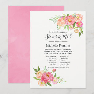 Pink Spring Floral Baby or Bridal Shower by Mail Invitation