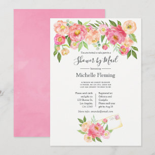 Pink Spring Floral Bridal or Baby Shower by Mail Invitation