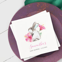 Pink Spring Floral Bunny Watercolor