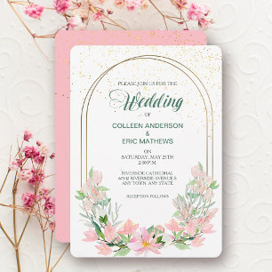 Pink Spring Floral Double Frame Wedding Invitation