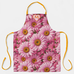 Pink spring floral pink daisies pink flowers apron