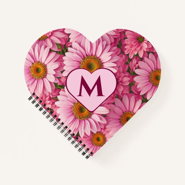 Pink spring floral pink daisies pink flowers  notebook (Front)