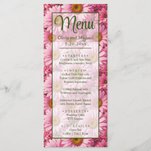 Pink spring floral pink daisies retro pink flowers menu