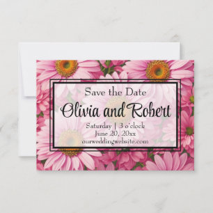 Pink spring floral pink daisies retro pink flowers save the date