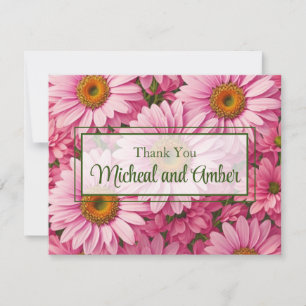 Pink spring floral pink daisies retro pink flowers thank you card