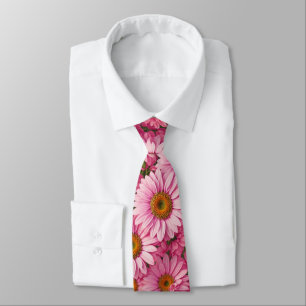 Pink spring floral pink daisies retro pink flowers tie