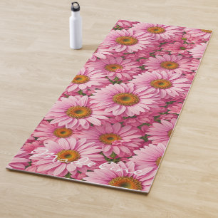 Pink spring floral pink daisies retro pink flowers yoga mat
