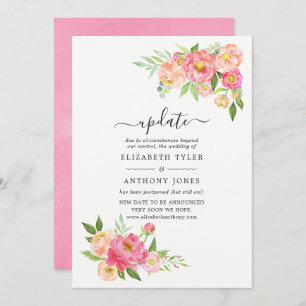 Pink Spring Floral Wedding Update Invitation