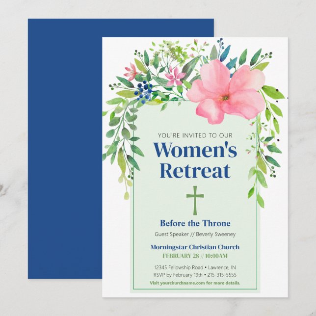 Pink Spring Floral Women's Retreat Invitation (Front/Back)