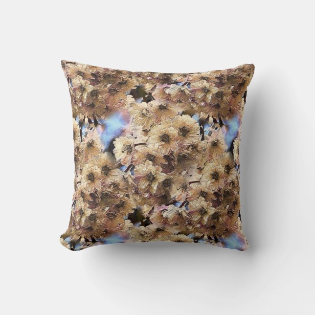 Pink Spring Flower Blossoms Nature Art Pattern Cushion (Front)