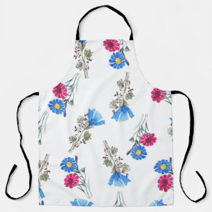Pink Spring Flowers Watercolor Botanical Apron