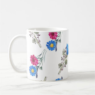 Pink Spring Flowers Watercolor Botanical Coffee Mug