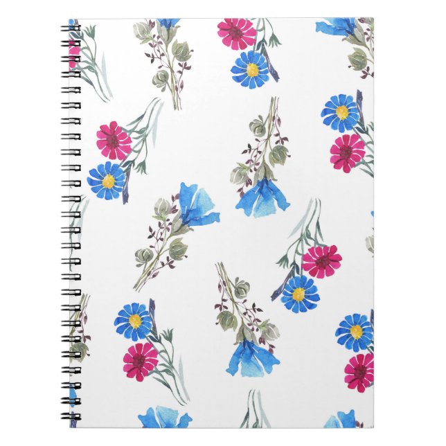 Pink Spring Flowers Watercolor Botanical Notebook (Front)