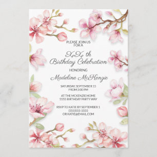 Pink Spring Garden Floral Any Age Birthday Party Invitation