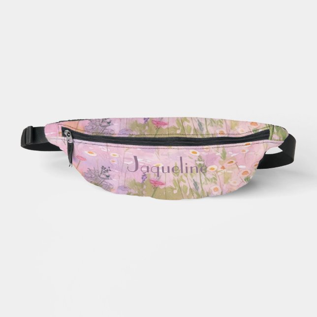 Pink Spring Meadows Background Bum Bags (Front)
