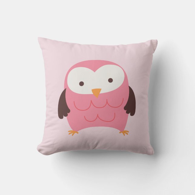 Pink Spring Owl Cushion (Front)