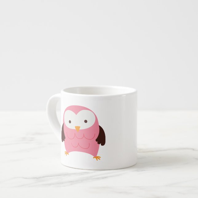 Pink Spring Owl Espresso Cup (Front Left)
