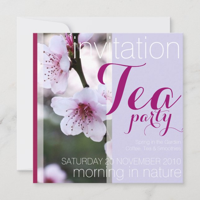 Pink Spring Tea Party Invitations (Front)
