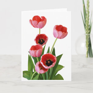 Pink Spring Tulip Bouquet Photograph Card
