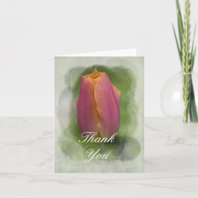 Pink Spring Tulip Thank You Card (Front)